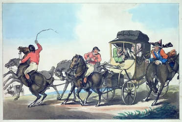 Engels Reizen, of De Eerste Etappe van Dover, geaquarelleerd door Francis Jukes, uitgegeven door T. Smith, 1785